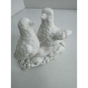Vintage Pair Of Italian White Alabaster Dove Figurines Love Birds Connected